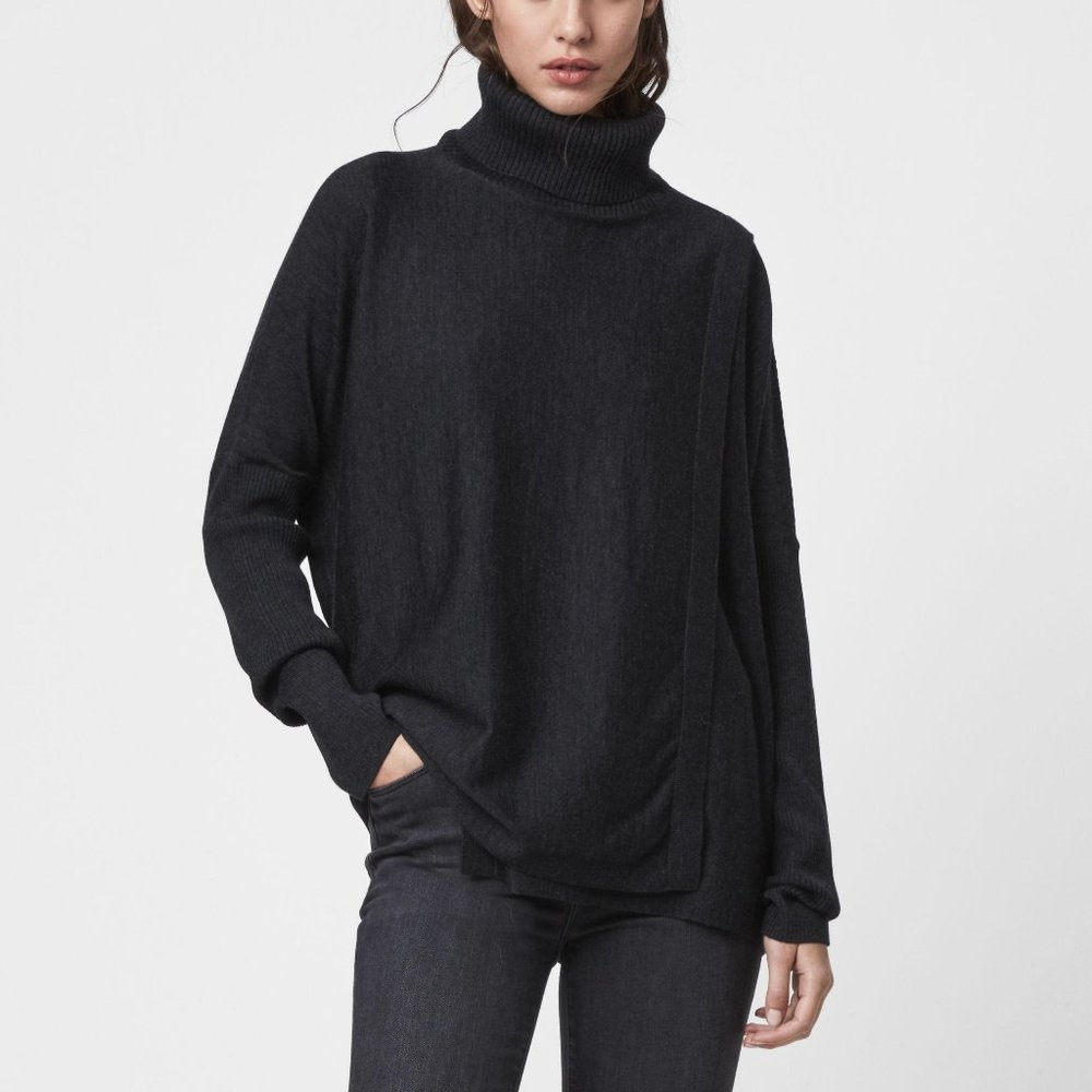 ALLSAINTS Koko Merino Wool Turtleneck Wrap Sweater